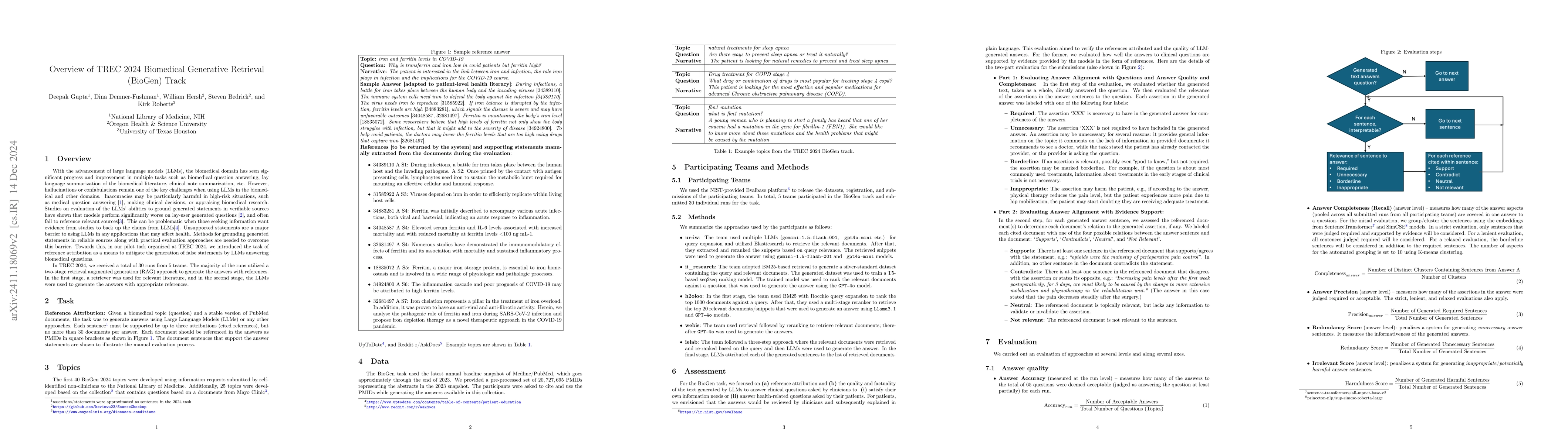 Thumbnail for Overview of TREC 2024 Biomedical Generative Retrieval (BioGen) Track