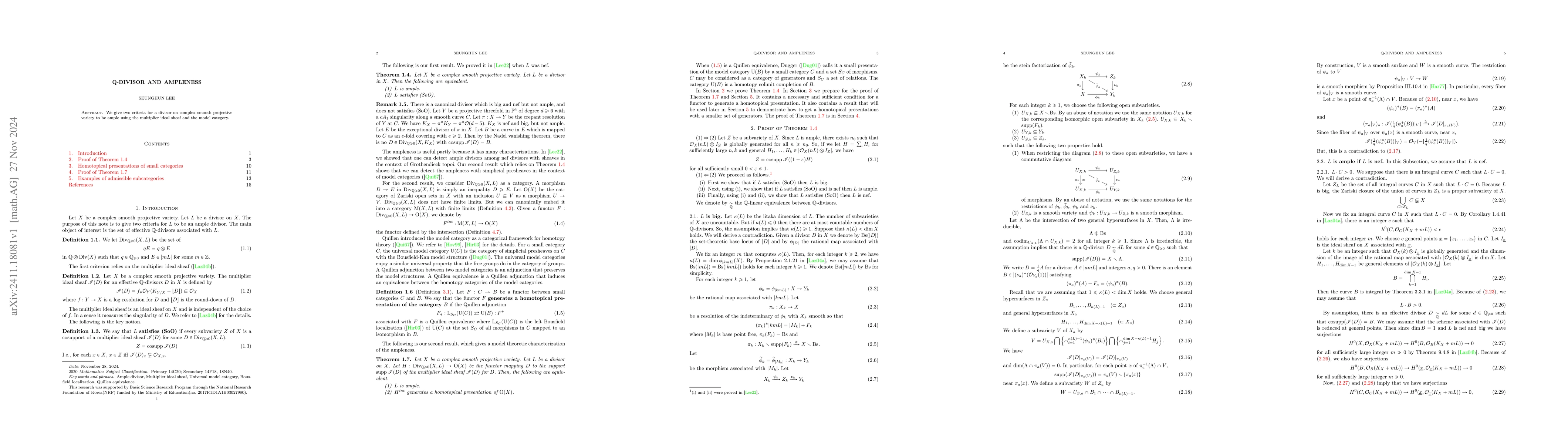 Thumbnail for Q-divisor and Ampleness