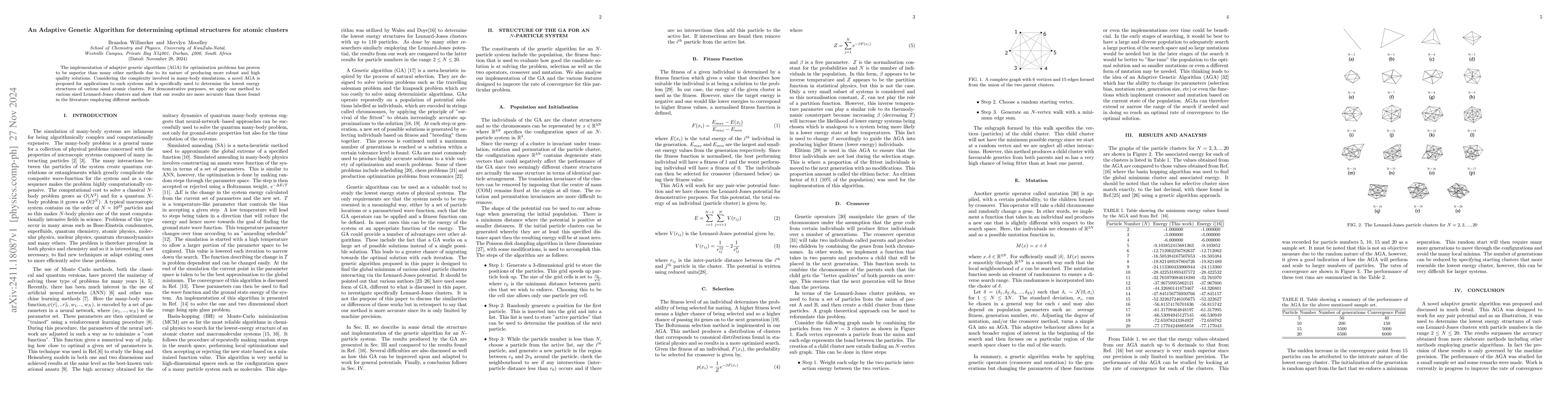Thumbnail for An Adaptive Genetic Algorithm for determining optimal structures for
  atomic clusters