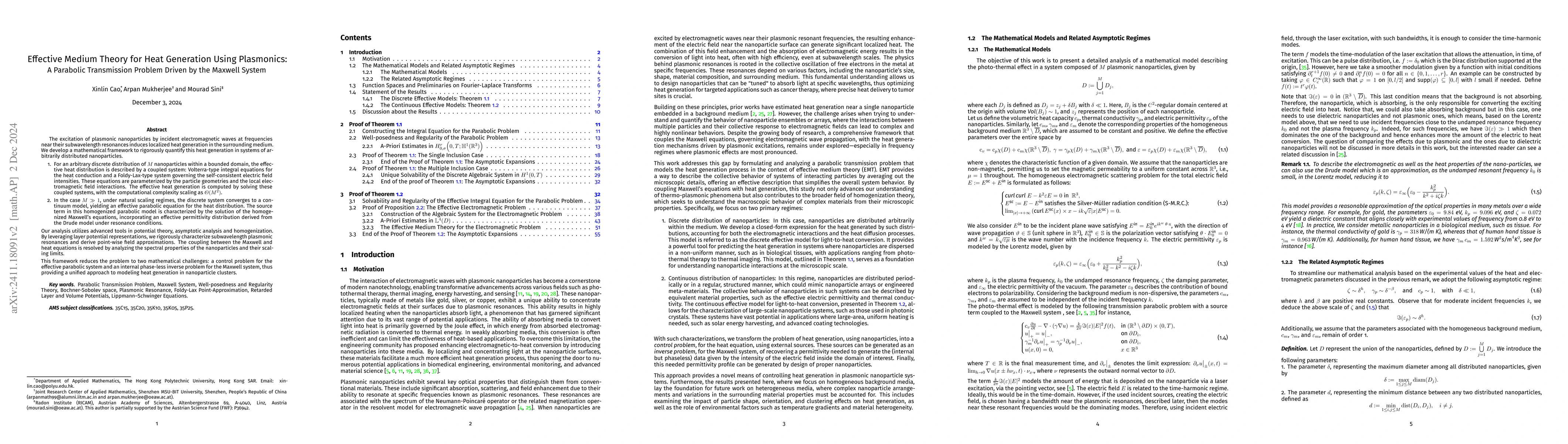 Thumbnail for Effective Medium Theory for Heat Generation Using Plasmonics: A
  Parabolic Transmission Problem Driven by the Maxwell System