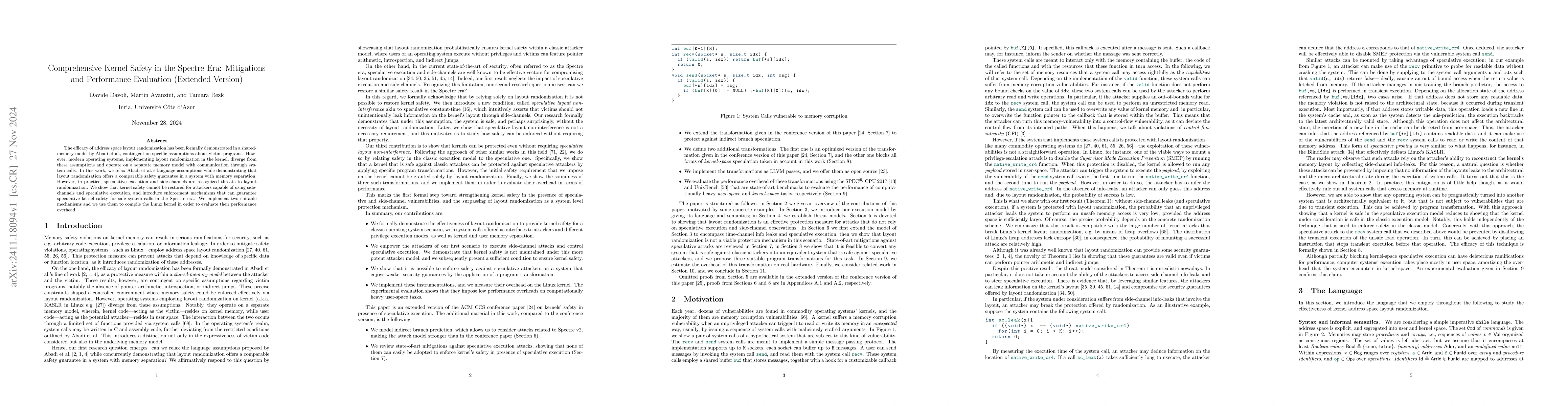 Thumbnail for Comprehensive Kernel Safety in the Spectre Era: Mitigations and
  Performance Evaluation (Extended Version)