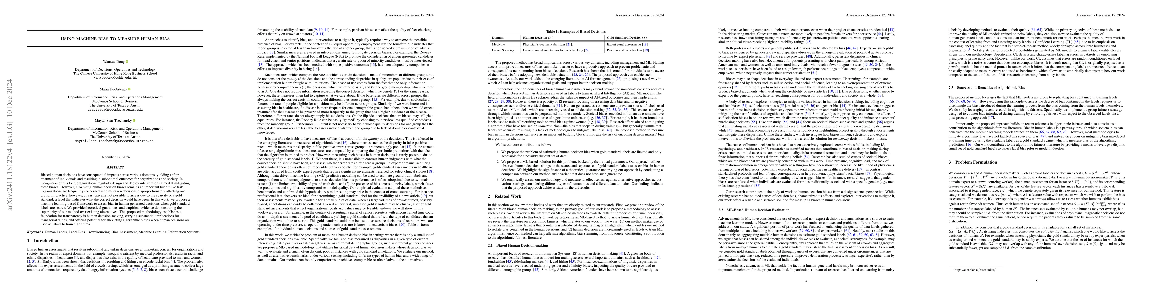 Thumbnail for A Machine Learning-based Framework towards Assessment of
  Decision-Makers' Biases