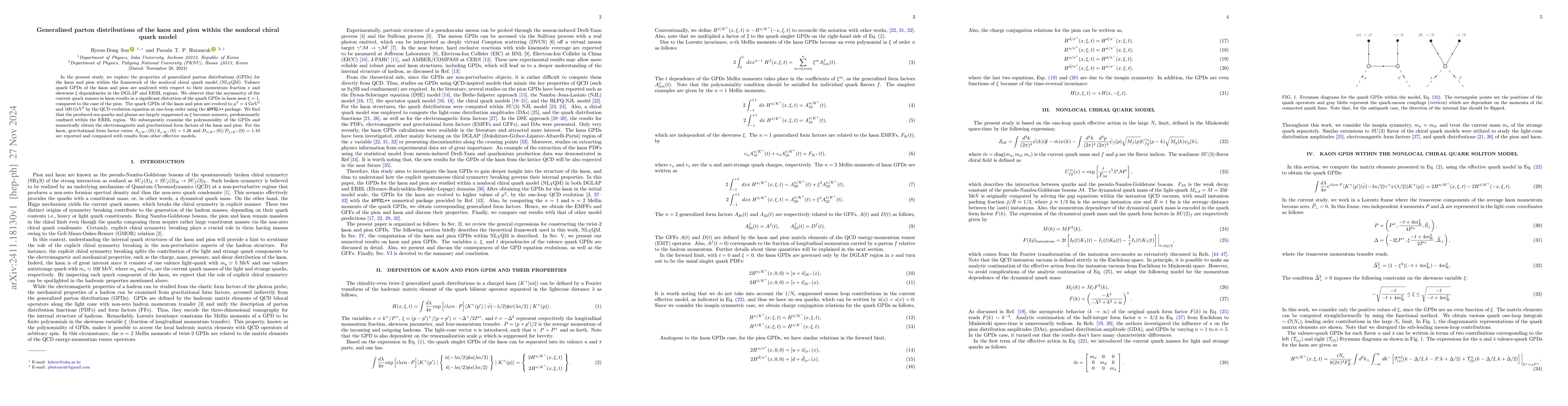 Thumbnail for Generalized parton distributions of the kaon and pion within the
  nonlocal chiral quark model