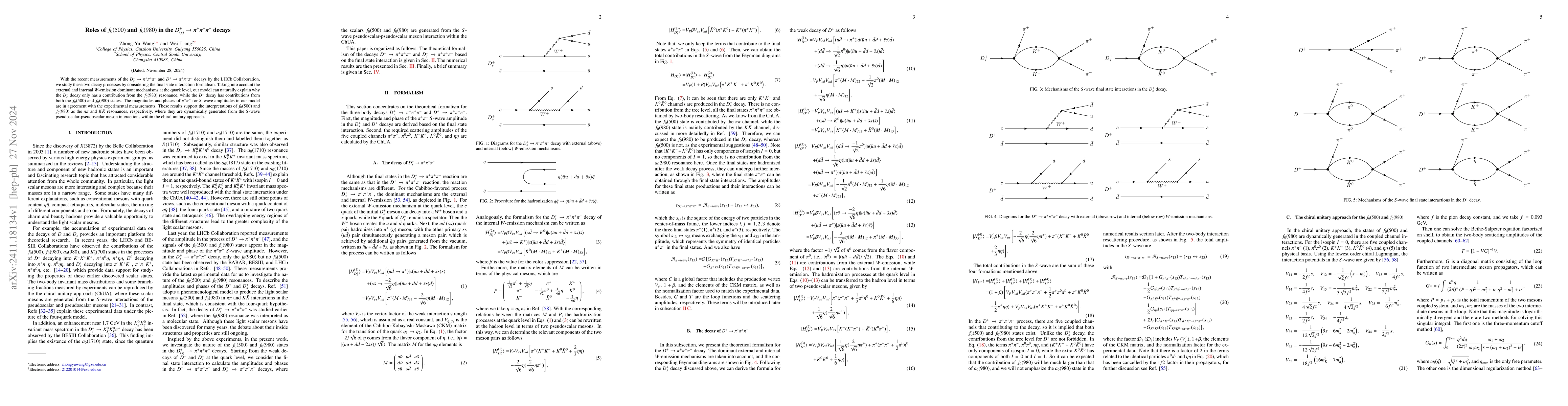 Thumbnail for Roles of $f_{0}(500)$ and $f_{0}(980)$ in the
  $D_{(s)}^{+}\rightarrowπ^{+}π^{+}π^{-}$ decays