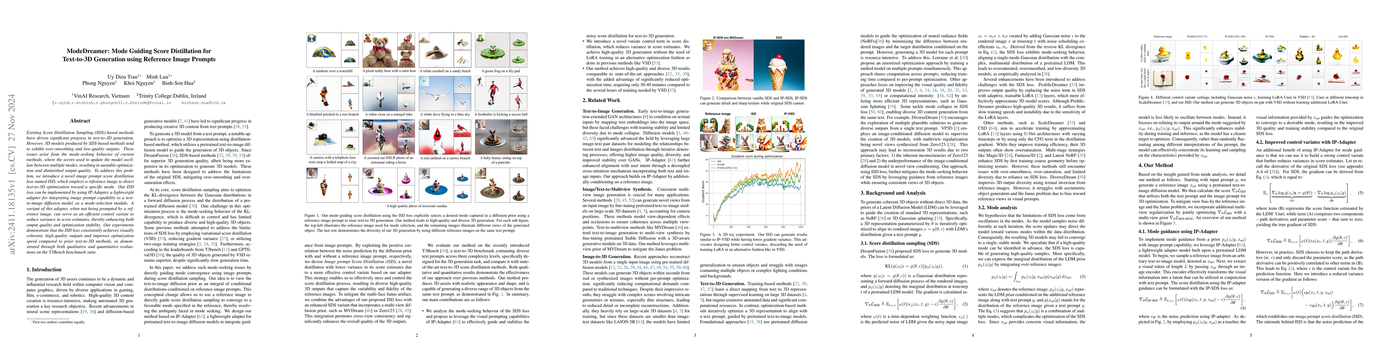 Thumbnail for ModeDreamer: Mode Guiding Score Distillation for Text-to-3D Generation
  using Reference Image Prompts