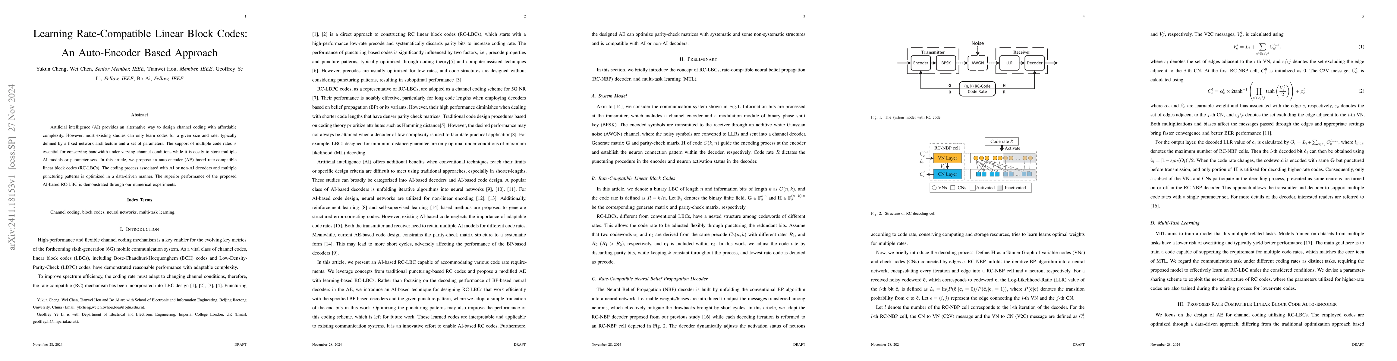 Thumbnail for Learning Rate-Compatible Linear Block Codes: An Auto-Encoder Based
  Approach