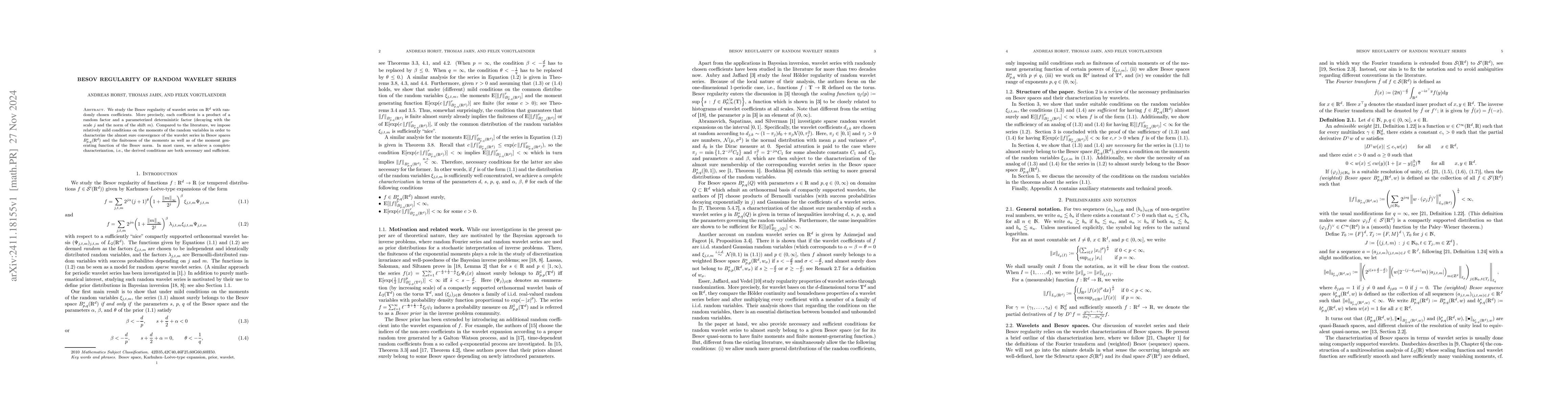 Thumbnail for Besov regularity of random wavelet series