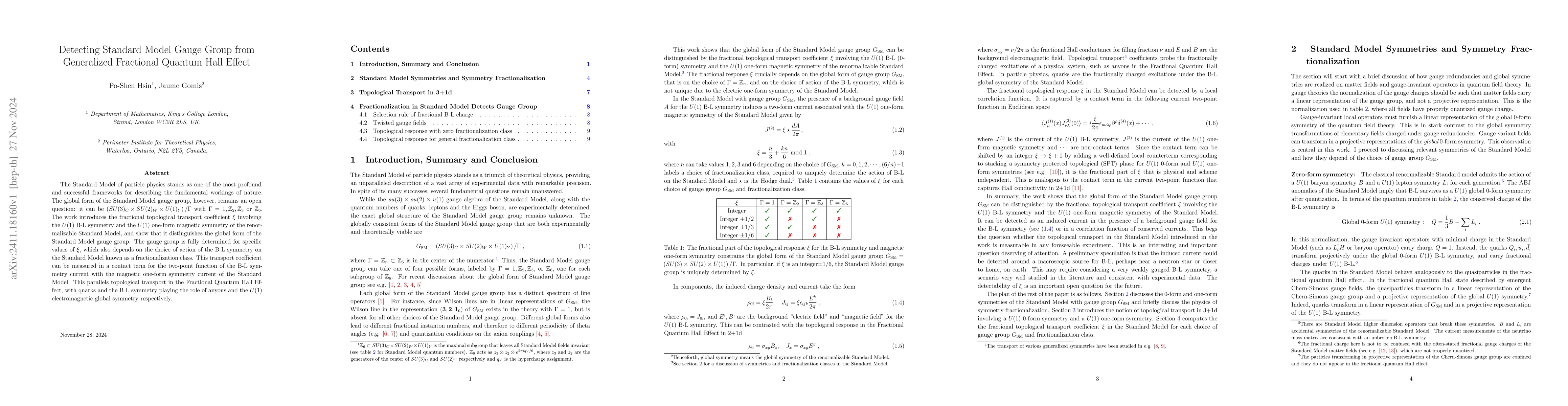 Thumbnail for Detecting Standard Model Gauge Group from Generalized Fractional Quantum
  Hall Effect