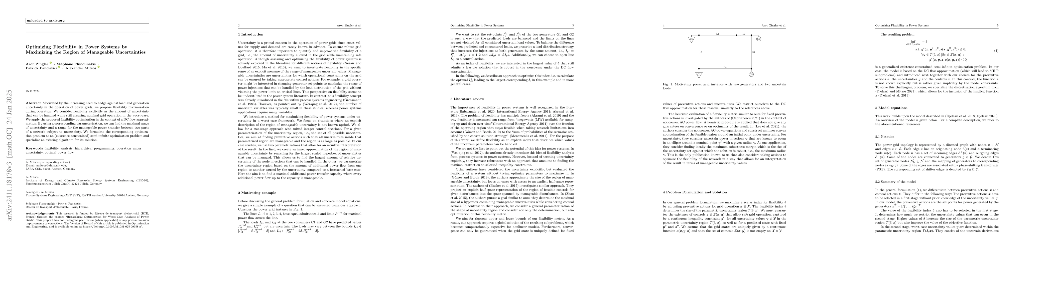 Thumbnail for Optimizing Flexibility in Power Systems by Maximizing the Region of
  Manageable Uncertainties