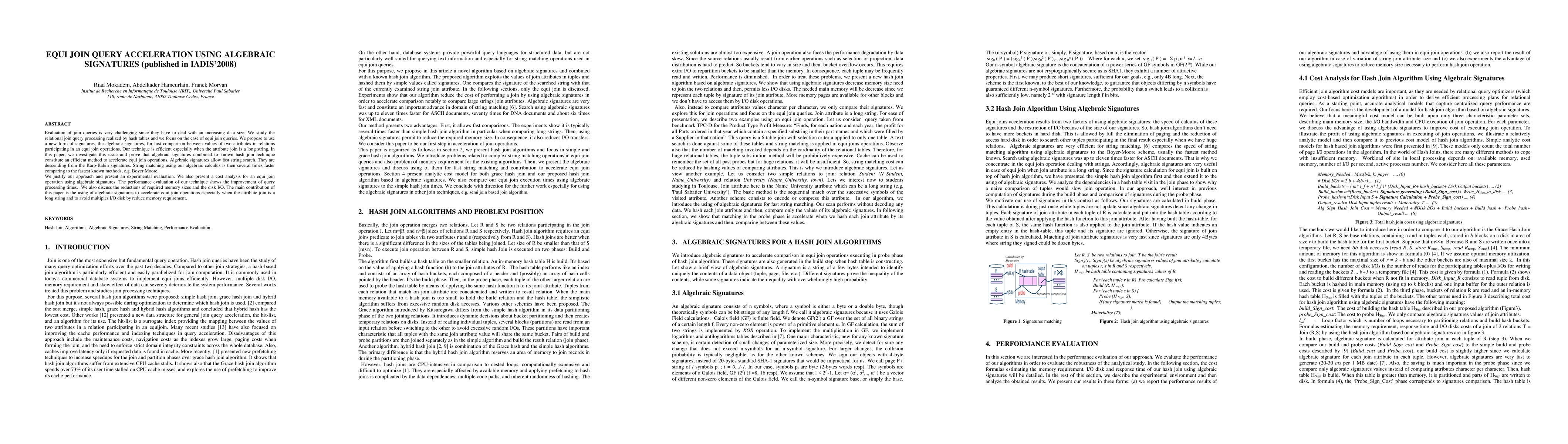 Thumbnail for Equi join query acceleration using algebraic signatures