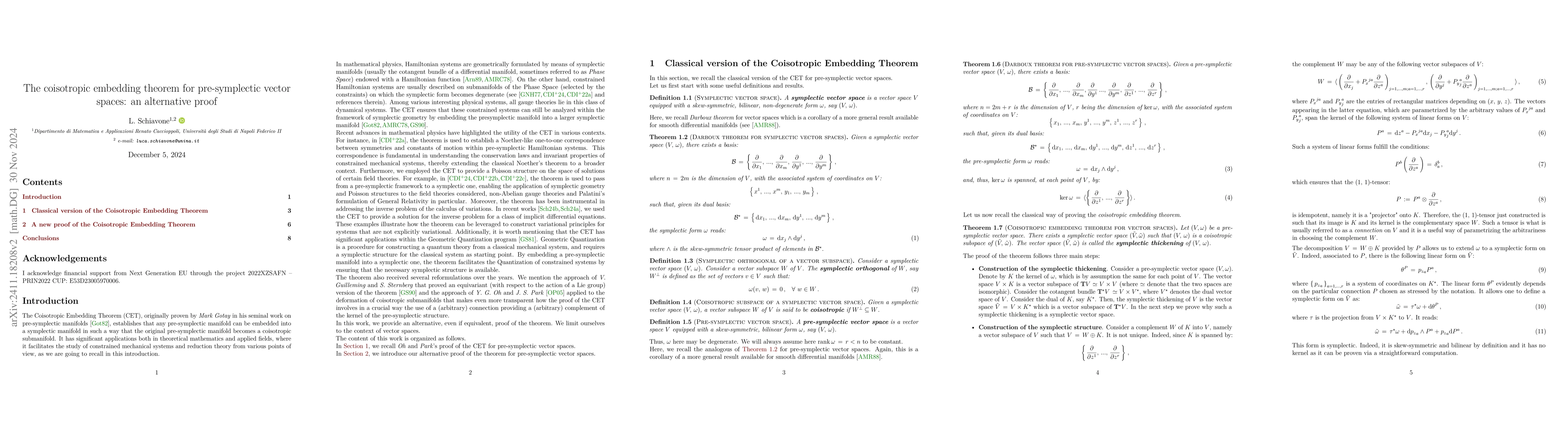 Thumbnail for The coisotropic embedding theorem for pre-symplectic vector spaces: an
  alternative proof