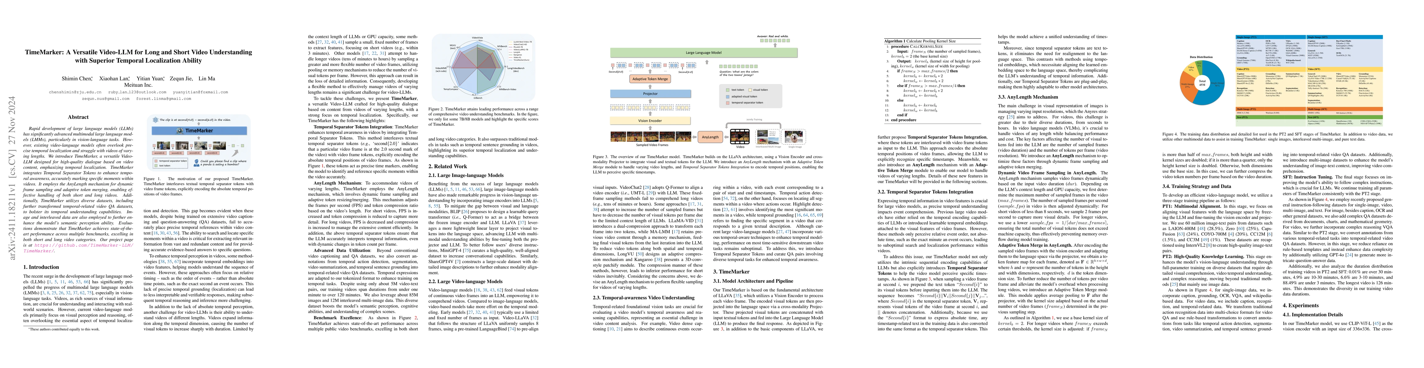 Thumbnail for TimeMarker: A Versatile Video-LLM for Long and Short Video Understanding
  with Superior Temporal Localization Ability