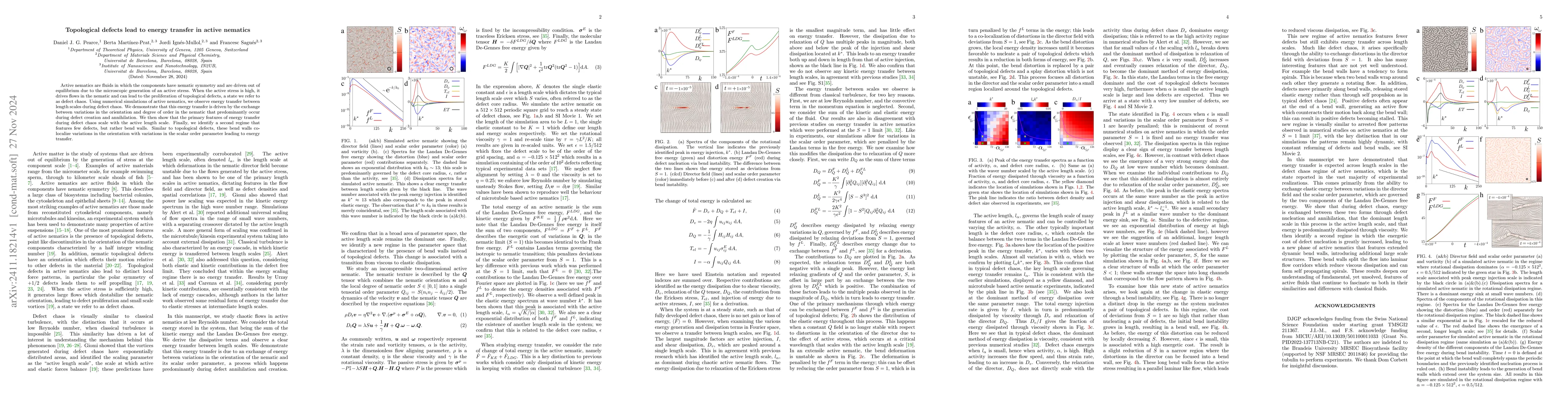Thumbnail for Topological defects lead to energy transfer in active nematics