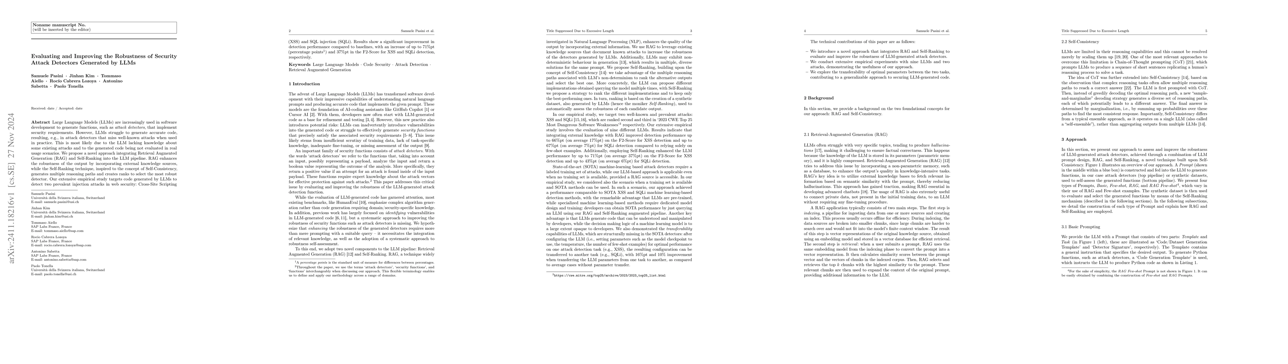 Thumbnail for Evaluating and Improving the Robustness of Security Attack Detectors
  Generated by LLMs
