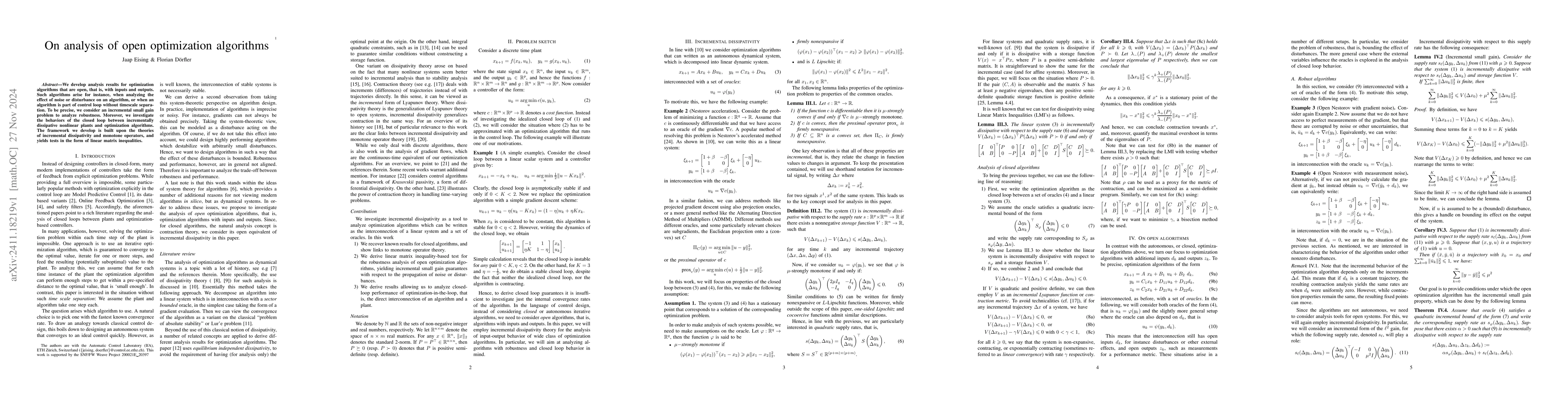 Thumbnail for On analysis of open optimization algorithms