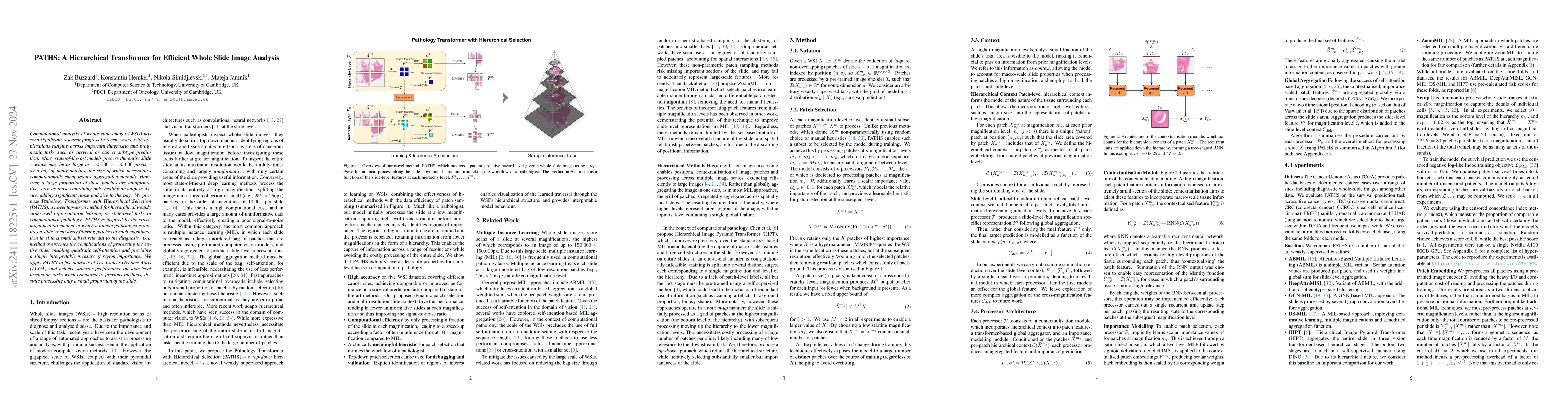 Thumbnail for PATHS: A Hierarchical Transformer for Efficient Whole Slide Image
  Analysis