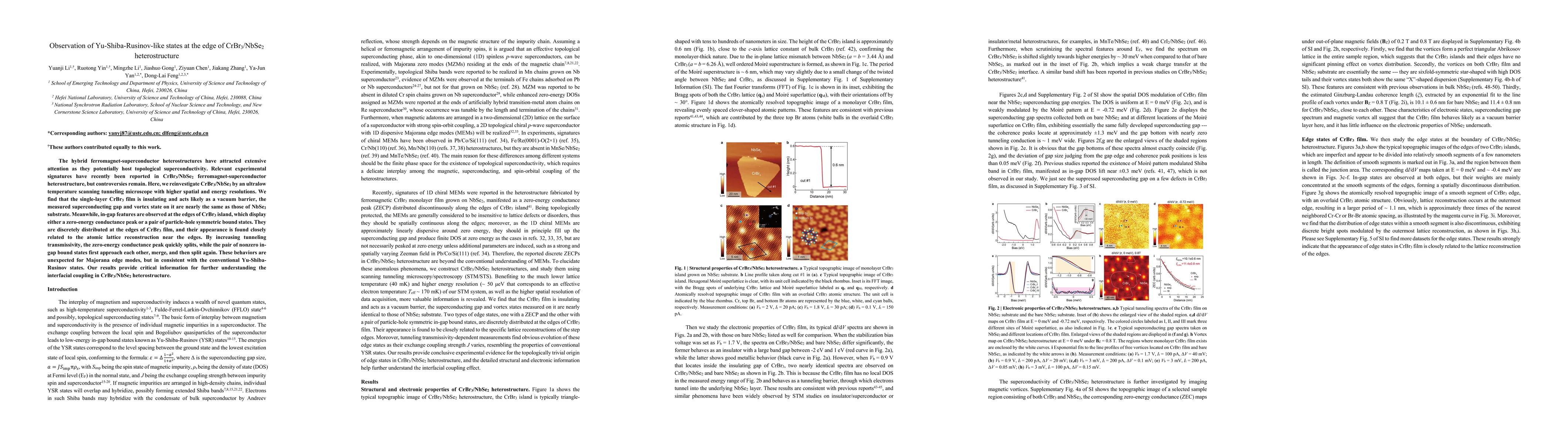 Thumbnail for Observation of Yu-Shiba-Rusinov-like states at the edge of CrBr3/NbSe2
  heterostructure