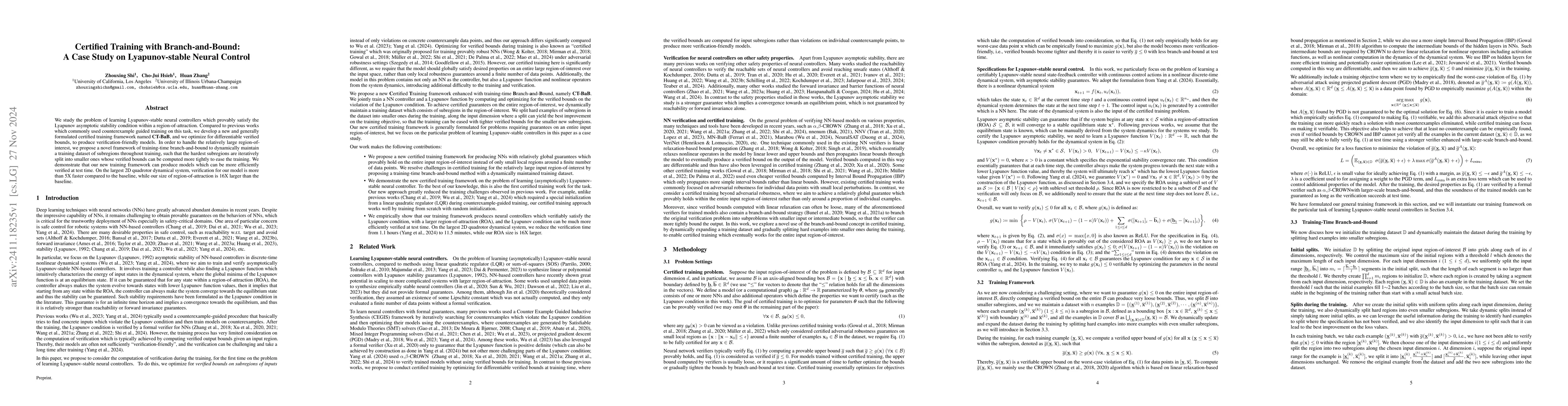 Thumbnail for Certified Training with Branch-and-Bound: A Case Study on
  Lyapunov-stable Neural Control