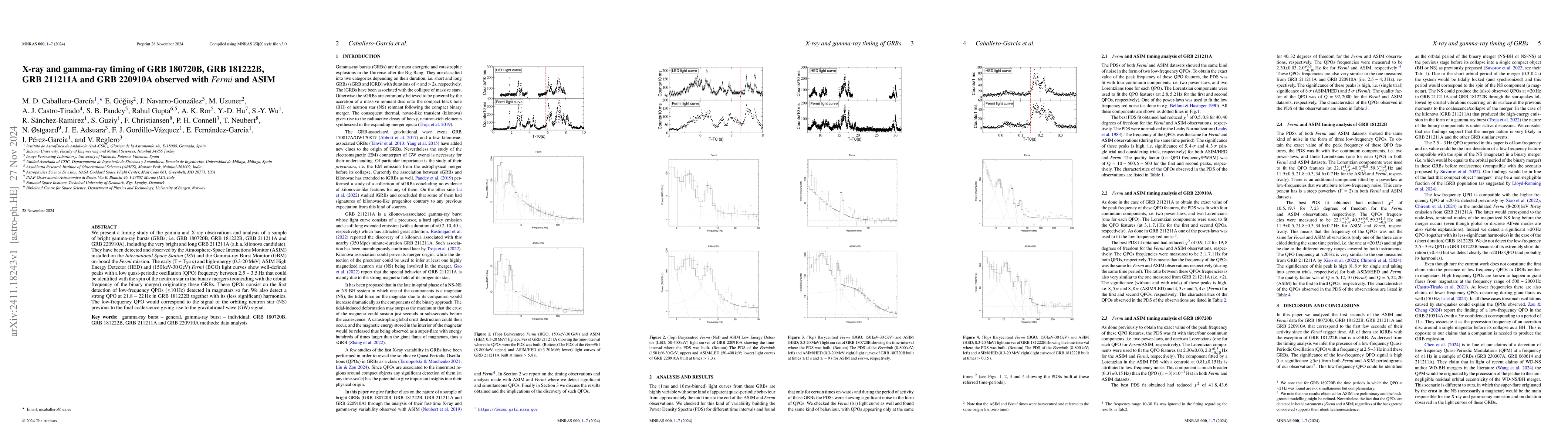 Thumbnail for X-ray and gamma-ray timing of GRB 180720B, GRB 181222B, GRB 211211A and
  GRB 220910A observed with Fermi and ASIM