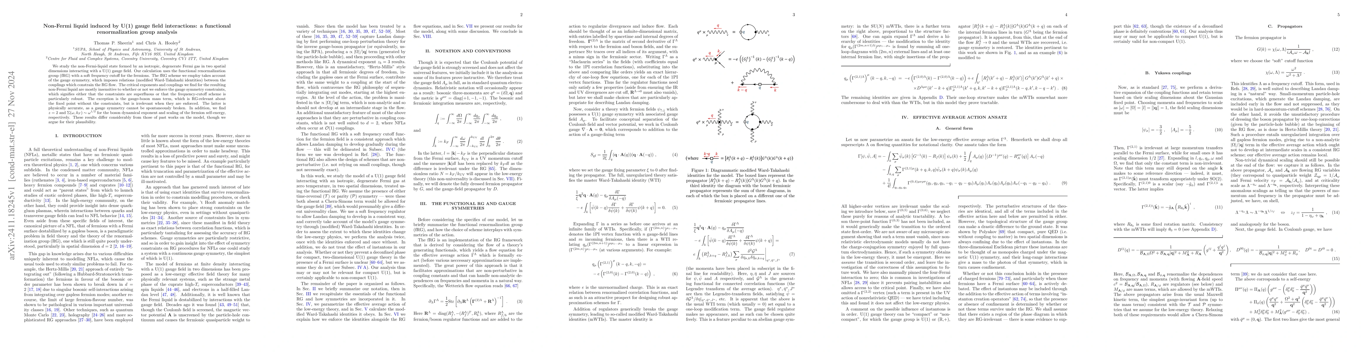 Thumbnail for Non-Fermi liquid induced by U(1) gauge field interactions: a functional
  renormalization group analysis
