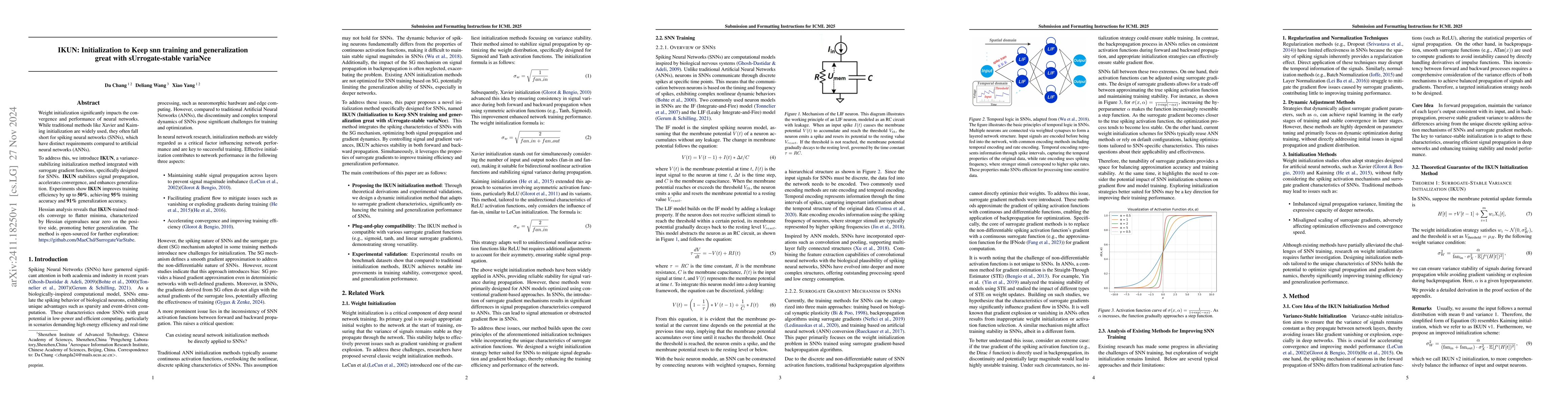 Thumbnail for IKUN: Initialization to Keep snn training and generalization great with
  sUrrogate-stable variaNce