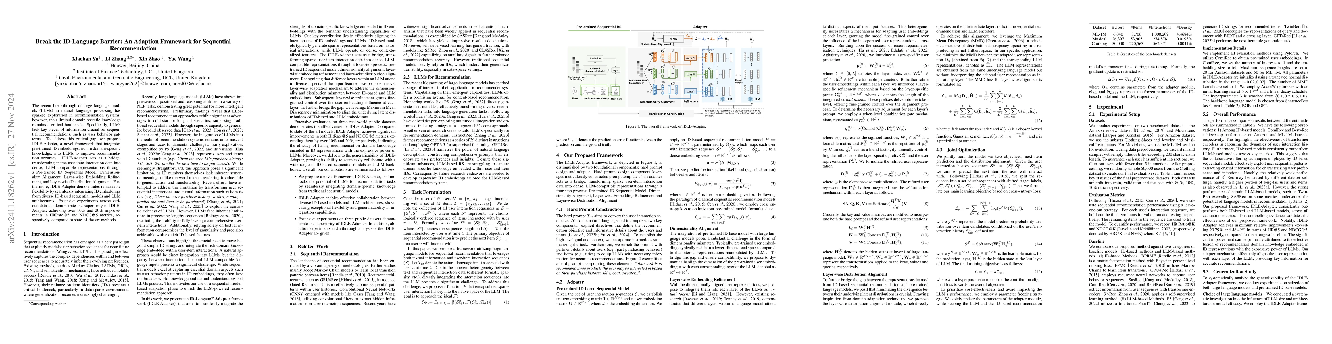 Thumbnail for Break the ID-Language Barrier: An Adaption Framework for Sequential
  Recommendation
