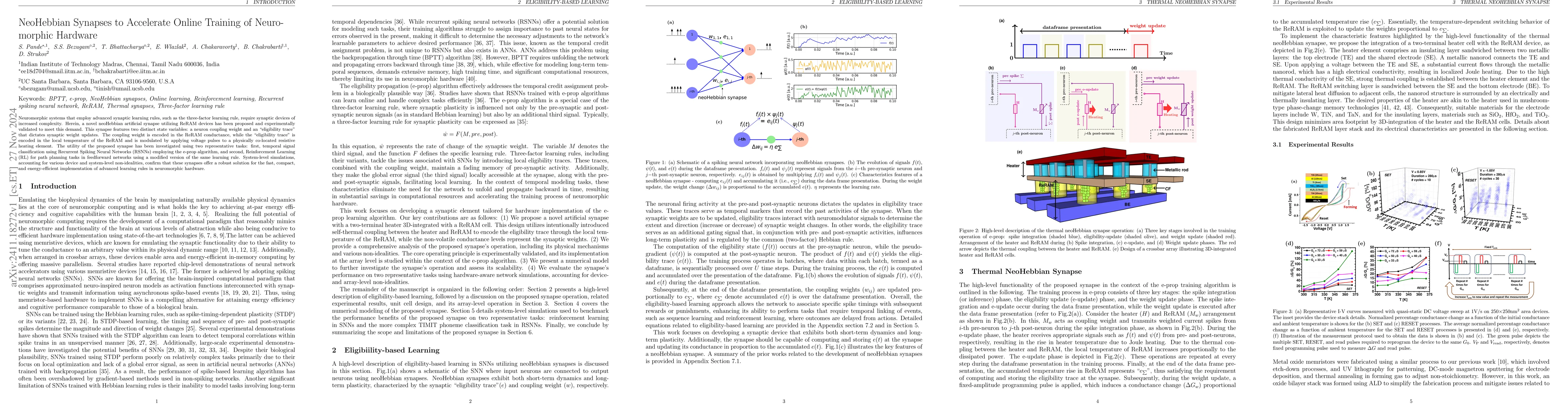 Thumbnail for NeoHebbian Synapses to Accelerate Online Training of Neuromorphic
  Hardware