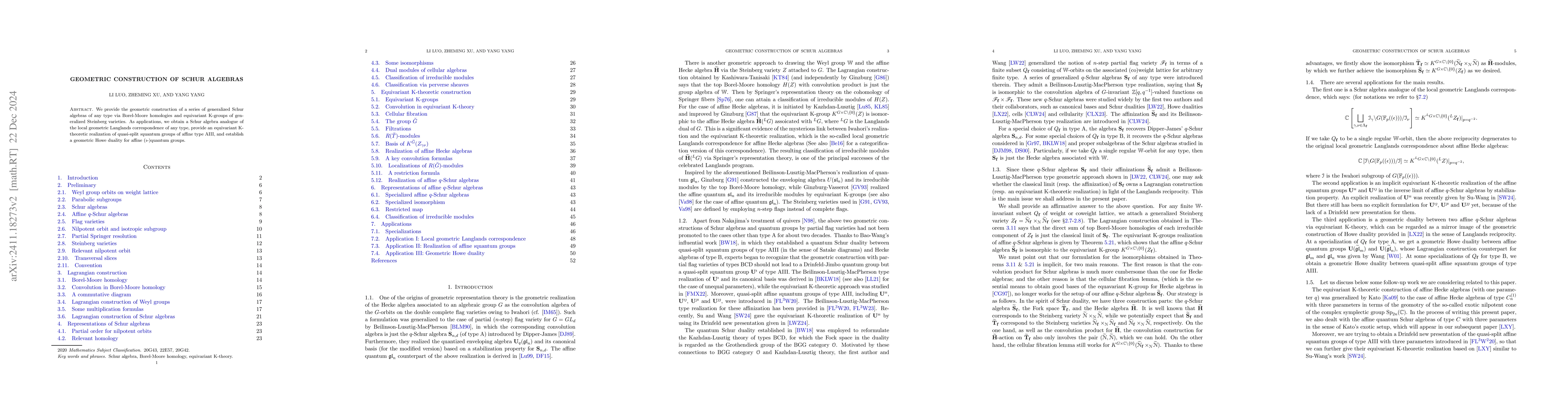 Thumbnail for Geometric construction of Schur algebras