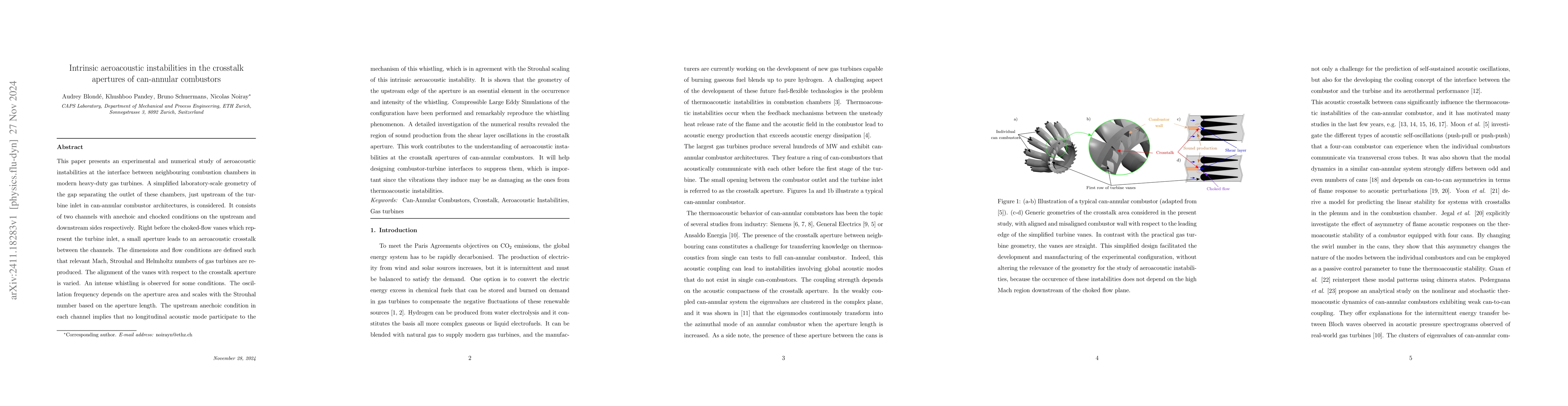 Thumbnail for Intrinsic aeroacoustic instabilities in the crosstalk apertures of
  can-annular combustors