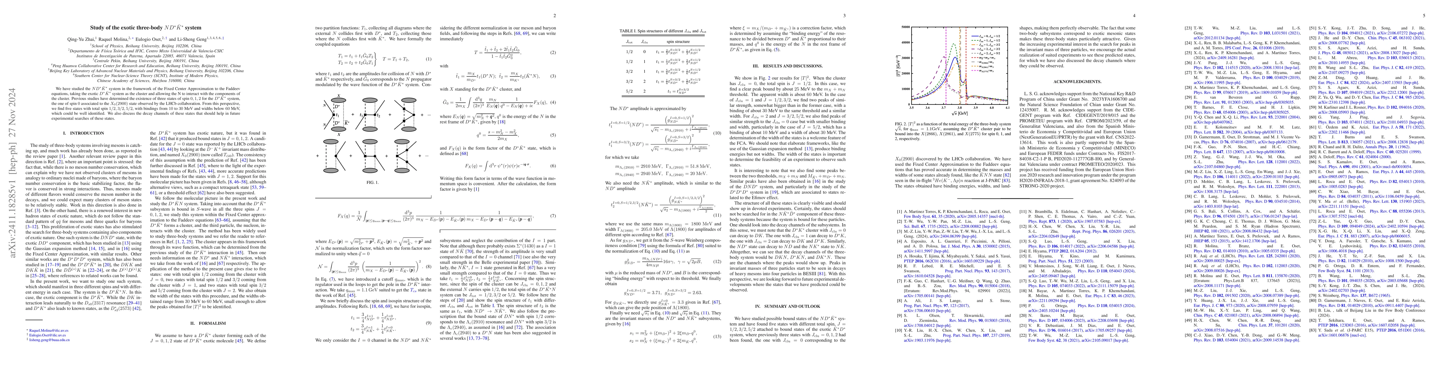 Thumbnail for Study of the exotic three-body $N D^* \bar{K}^*$ system