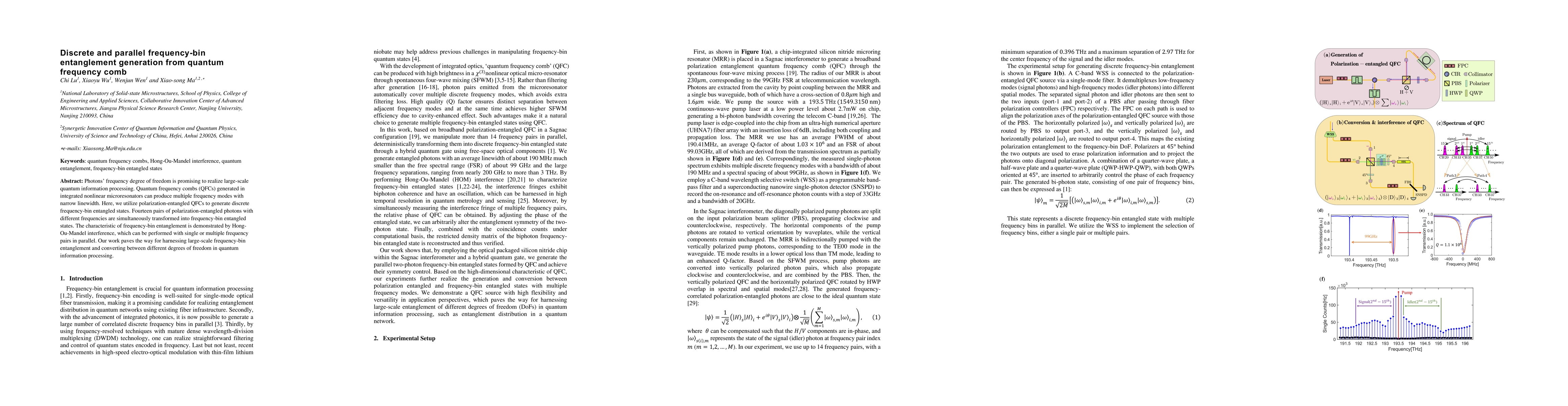 Thumbnail for Discrete and parallel frequency-bin entanglement generation from quantum
  frequency comb