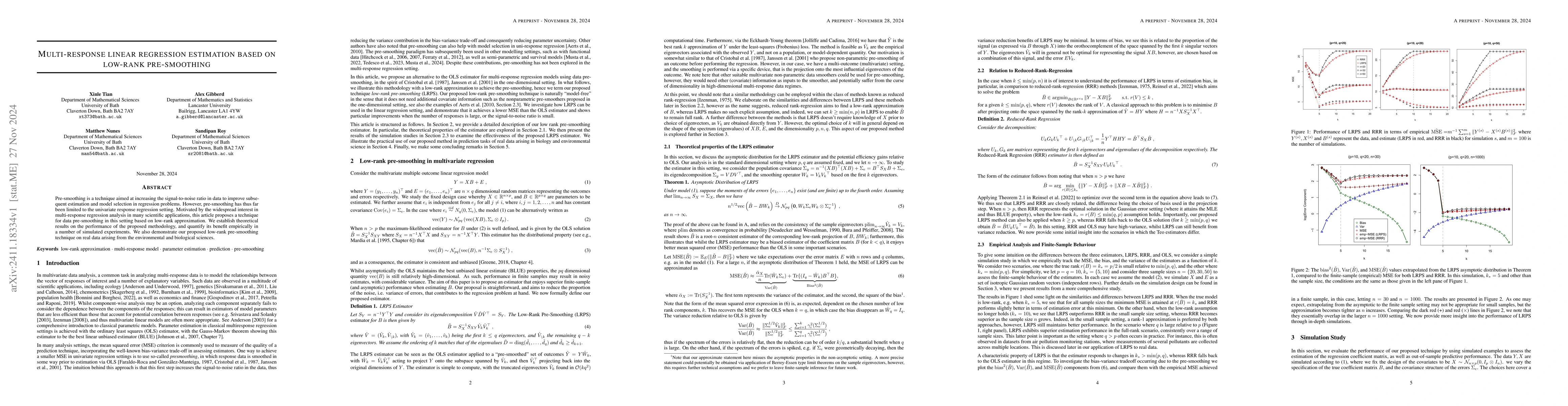 Thumbnail for Multi-response linear regression estimation based on low-rank
  pre-smoothing