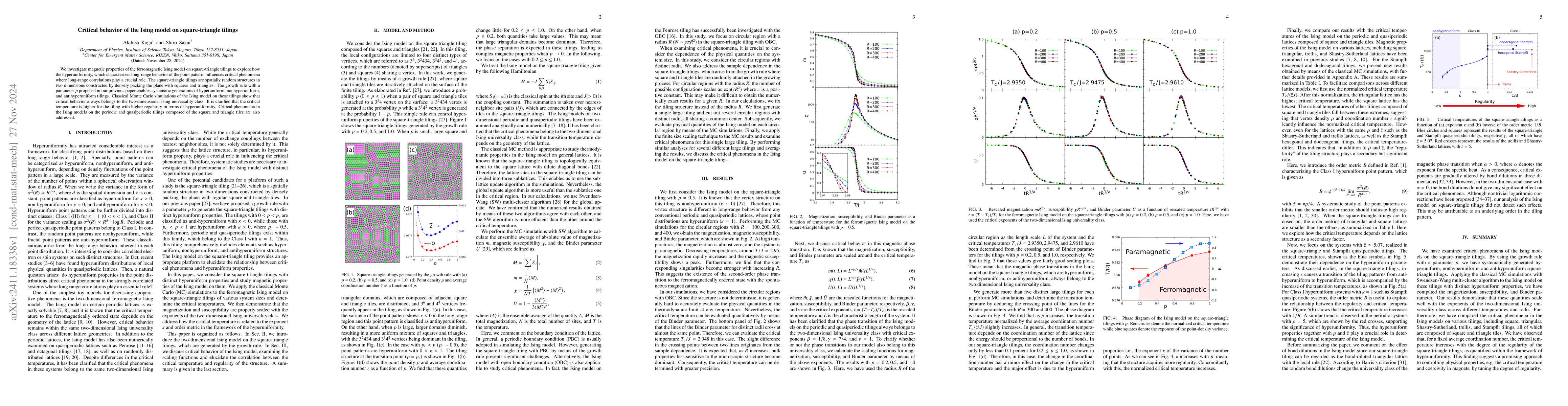Thumbnail for Critical behavior of the Ising model on square-triangle tilings