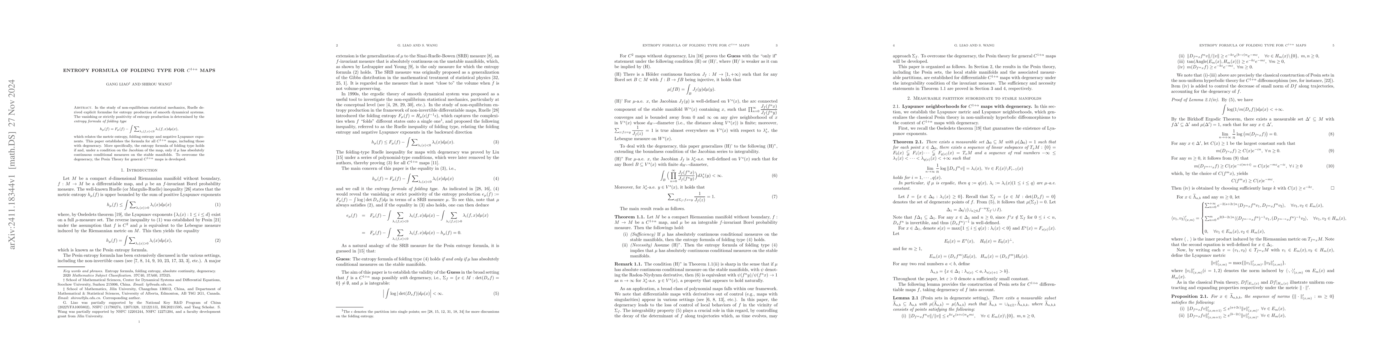 Thumbnail for Entropy formula of folding type for $C^{1+α}$ maps