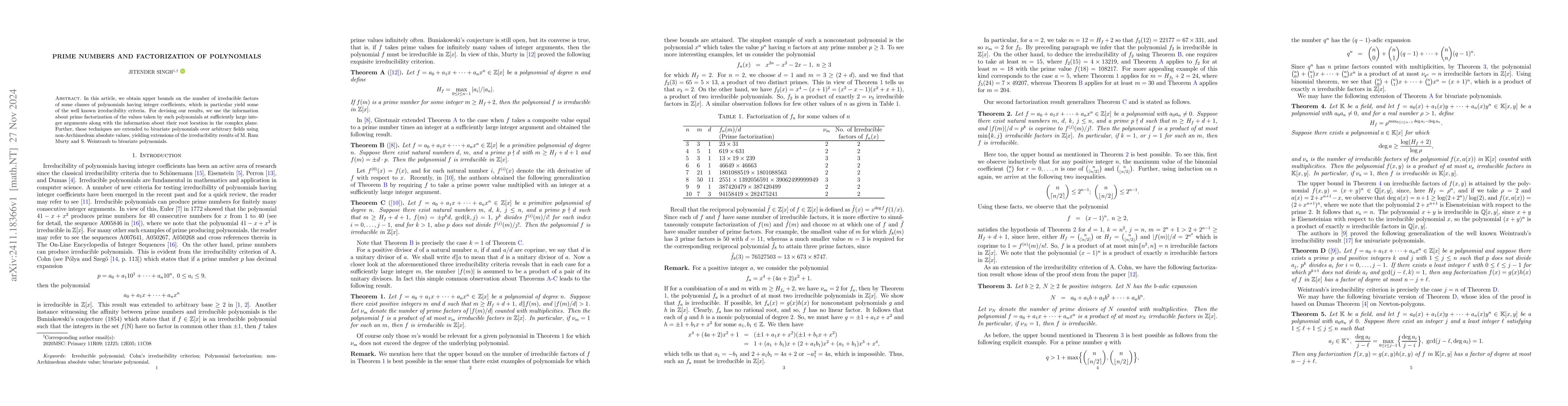 Thumbnail for Prime numbers and factorization of polynomials