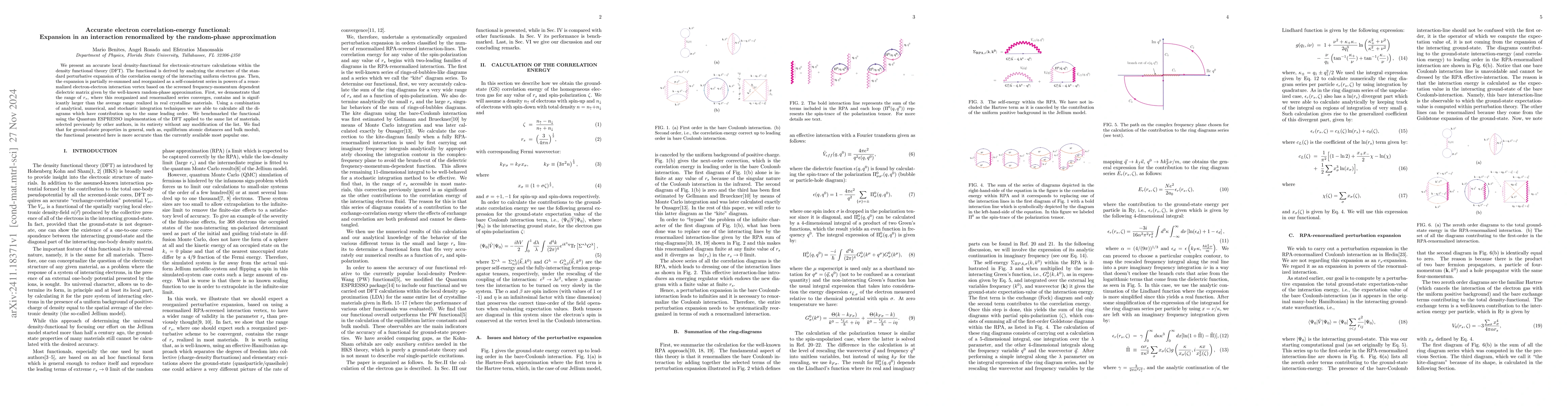 Thumbnail for Accurate electron correlation-energy functional: Expansion in an
  interaction renormalized by the random-phase approximation