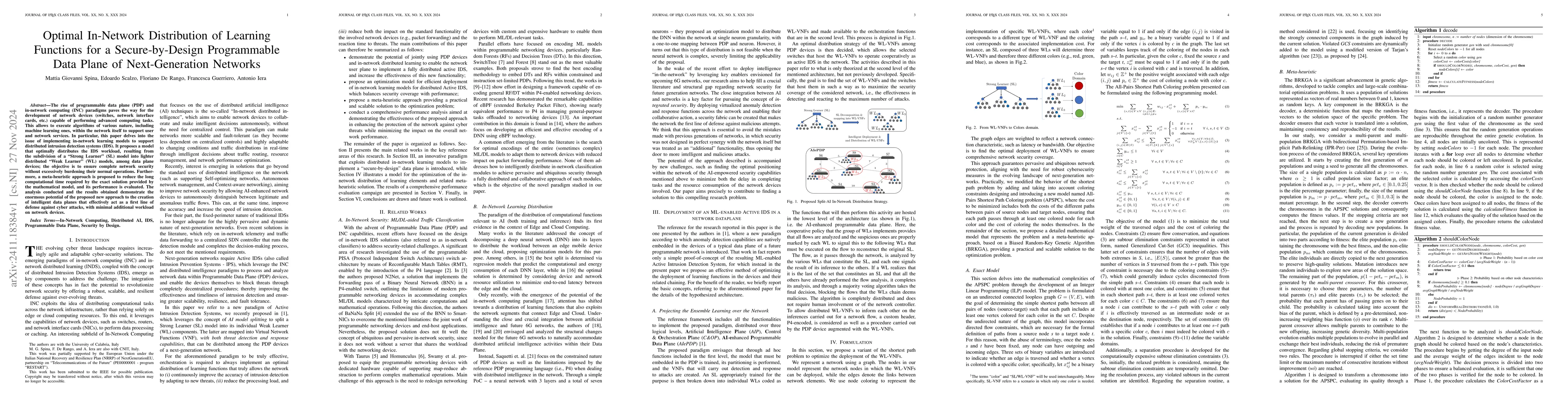 Thumbnail for Optimal In-Network Distribution of Learning Functions for a
  Secure-by-Design Programmable Data Plane of Next-Generation Networks