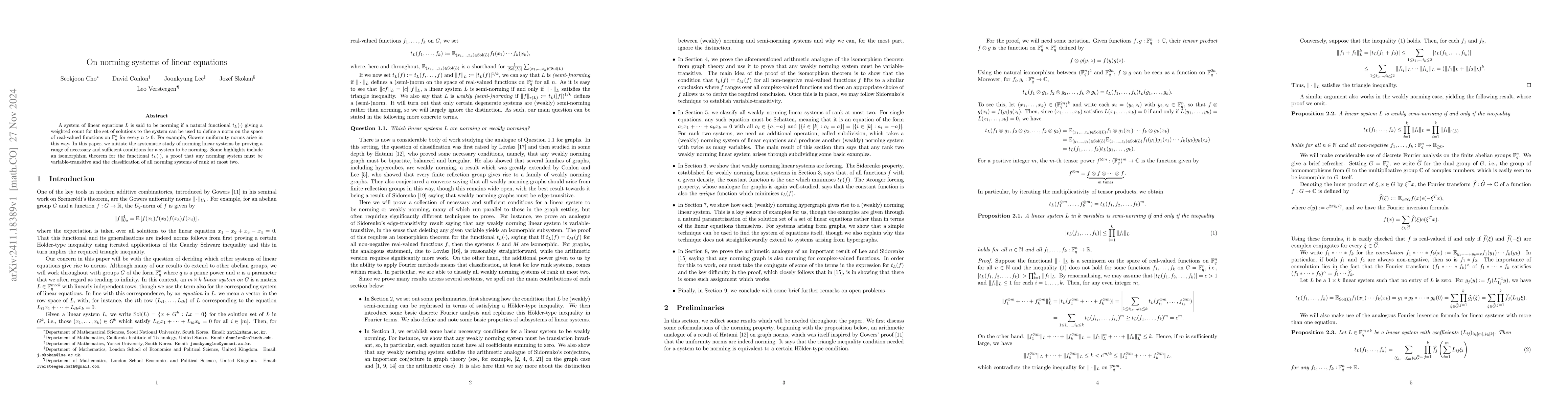 Thumbnail for On norming systems of linear equations