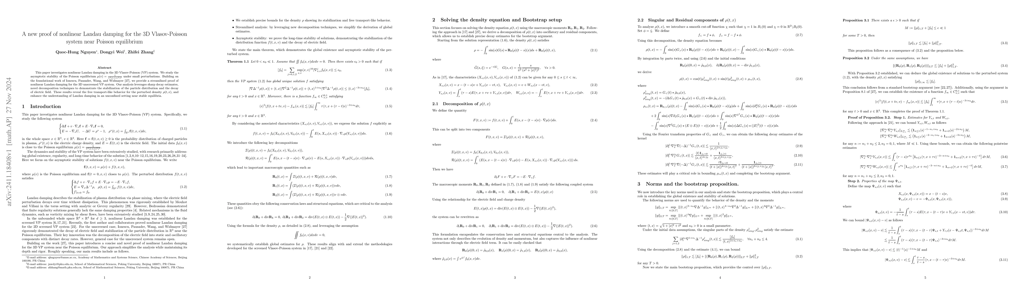 Thumbnail for A new proof of nonlinear Landau damping for the 3D Vlasov-Poisson system
  near Poisson equilibrium