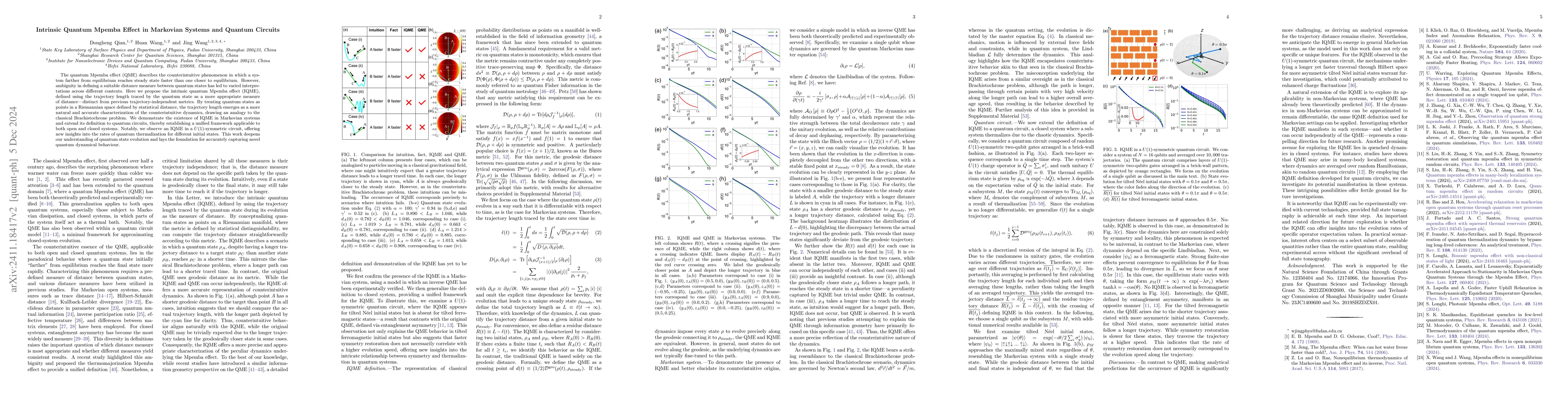 Thumbnail for Intrinsic Quantum Mpemba Effect in Markovian Systems and Quantum
  Circuits