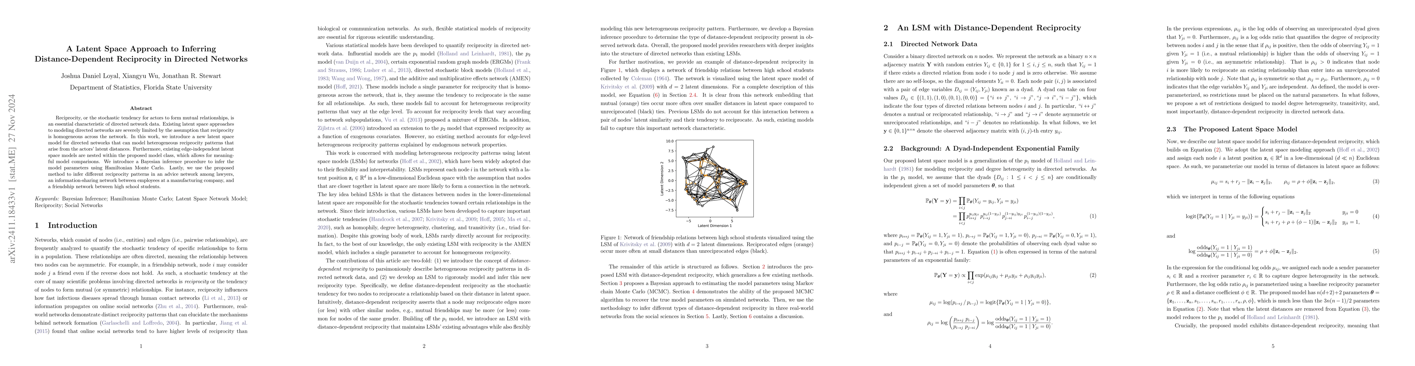 Thumbnail for A Latent Space Approach to Inferring Distance-Dependent Reciprocity in
  Directed Networks