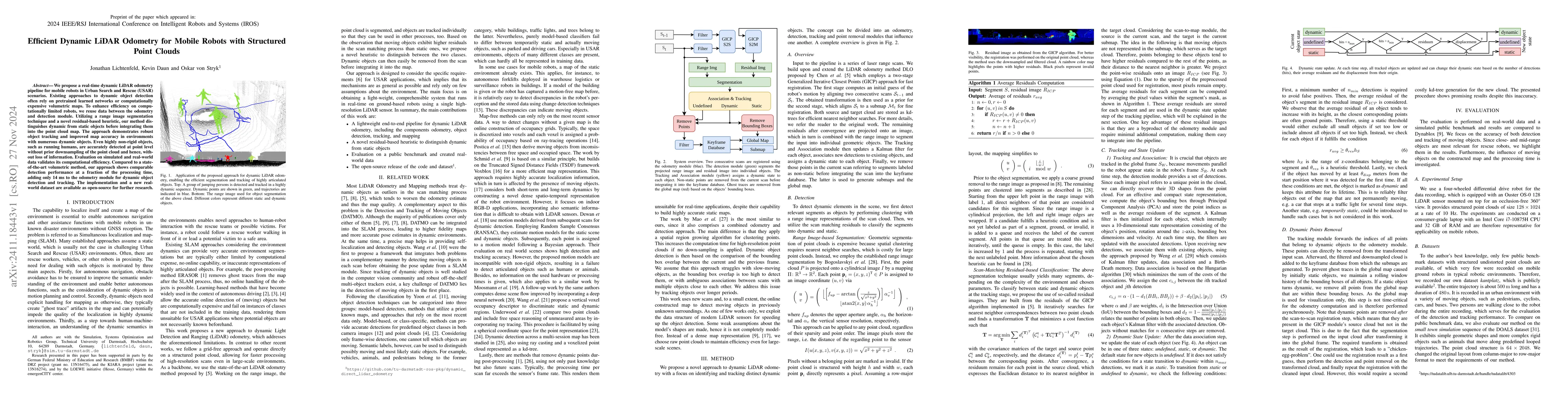 Thumbnail for Efficient Dynamic LiDAR Odometry for Mobile Robots with Structured Point
  Clouds