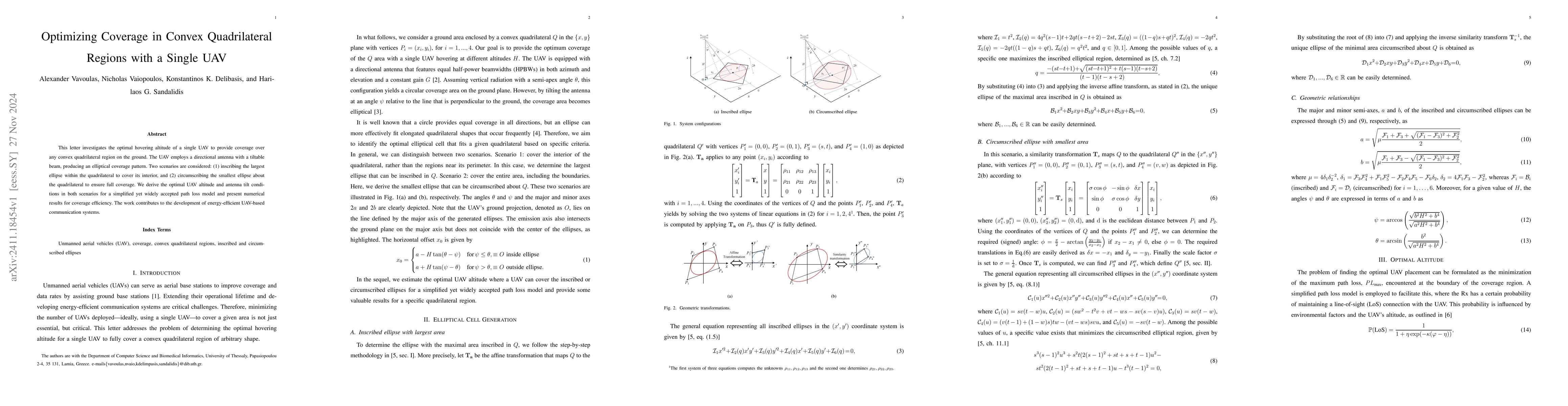 Thumbnail for Optimizing Coverage in Convex Quadrilateral Regions with a Single UAV