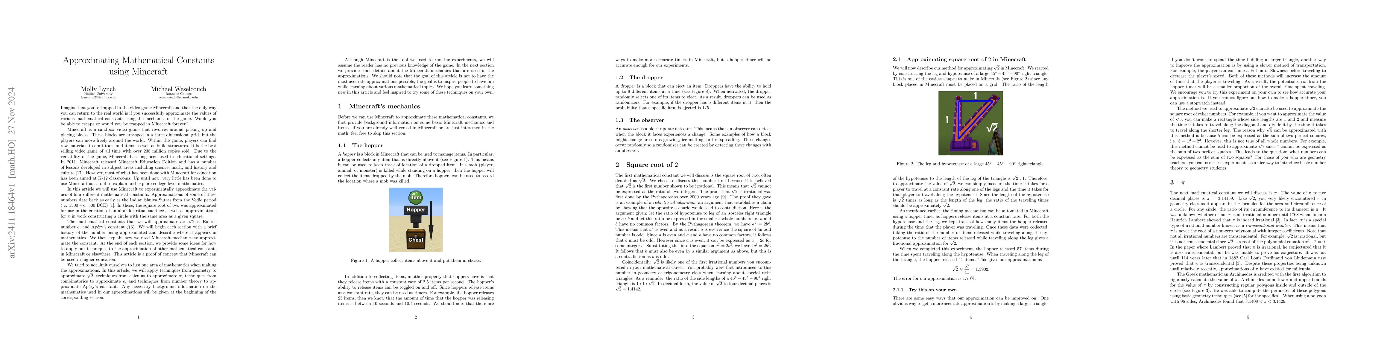 Thumbnail for Approximating Mathematical Constants using Minecraft