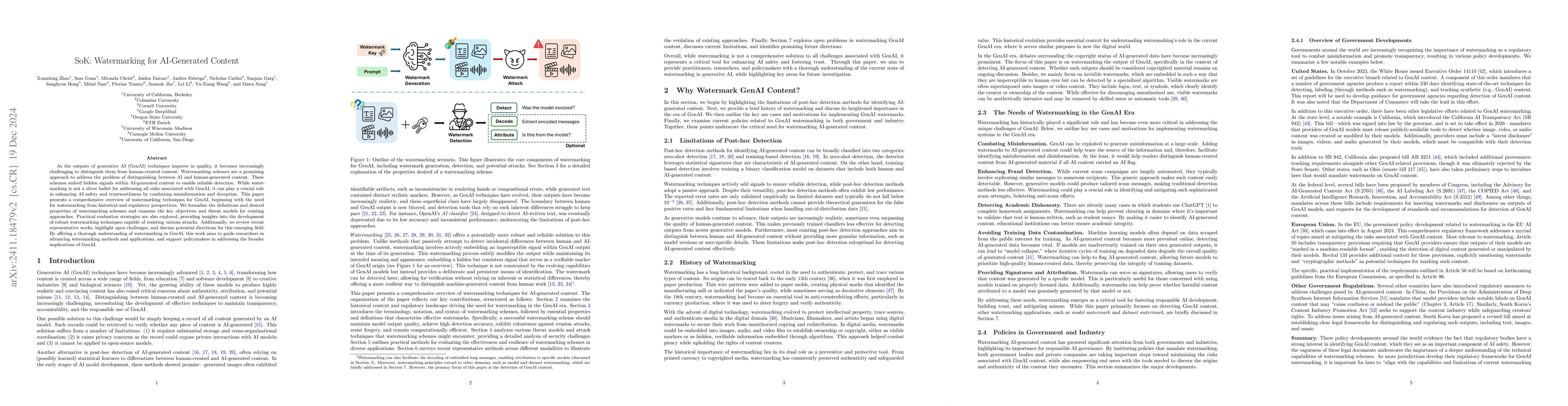 Thumbnail for SoK: Watermarking for AI-Generated Content