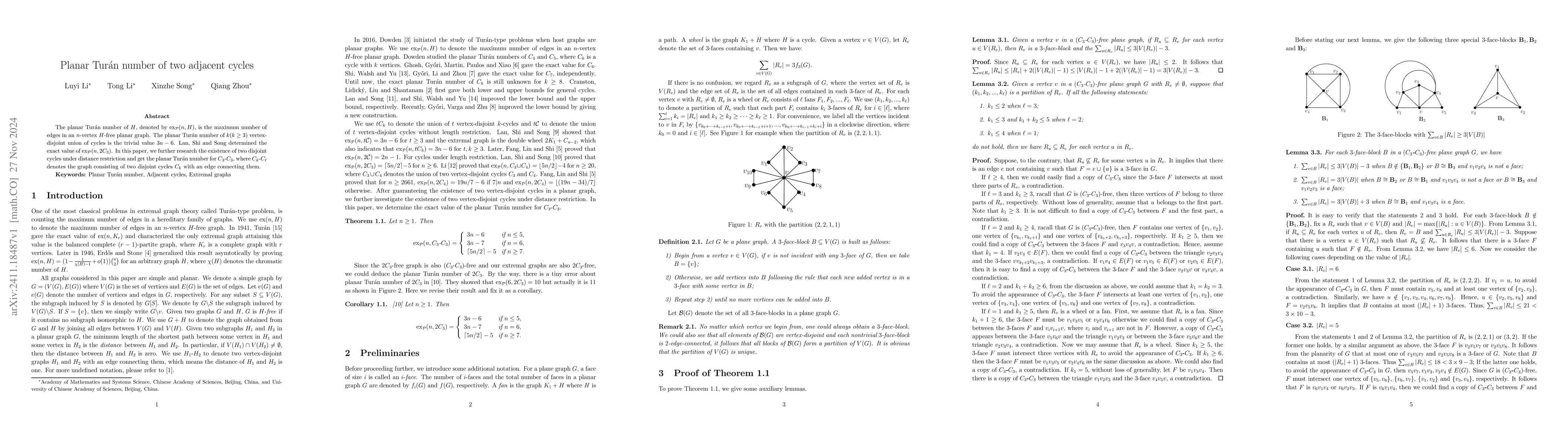 Thumbnail for Planar Turán number of two adjacent cycles