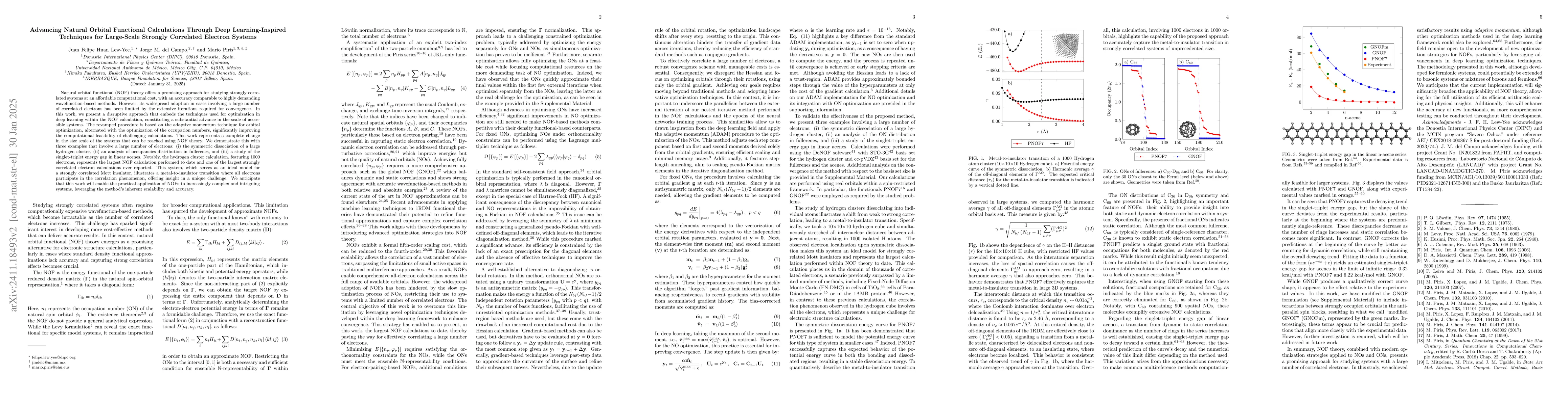 Thumbnail for Advancing Natural Orbital Functional Calculations Through Deep
  Learning-Inspired Techniques for Large-Scale Strongly Correlated Electron
  Systems