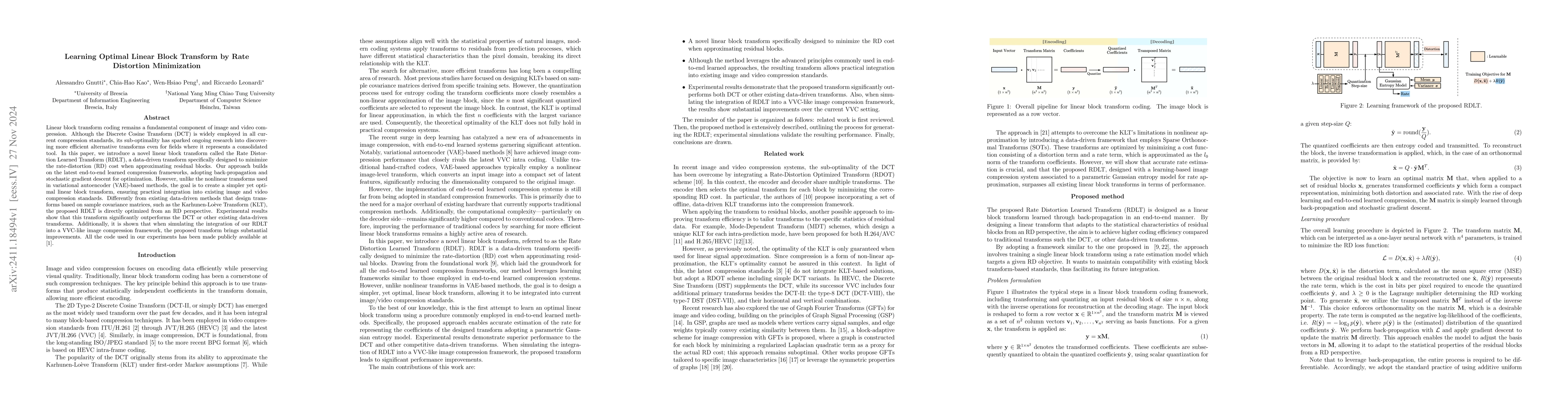 Thumbnail for Learning Optimal Linear Block Transform by Rate Distortion Minimization
