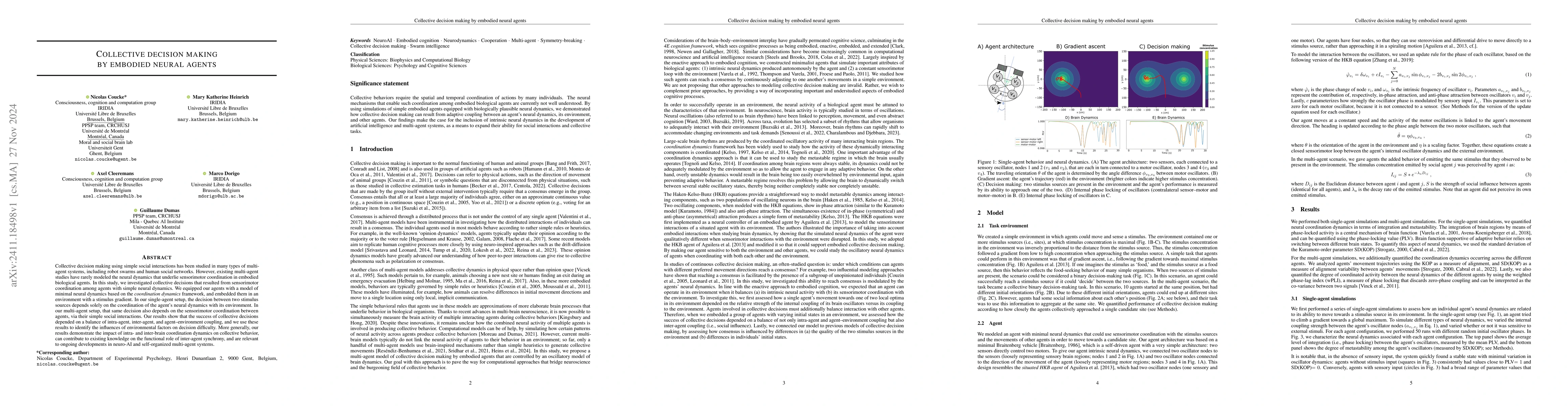 Thumbnail for Collective decision making by embodied neural agents