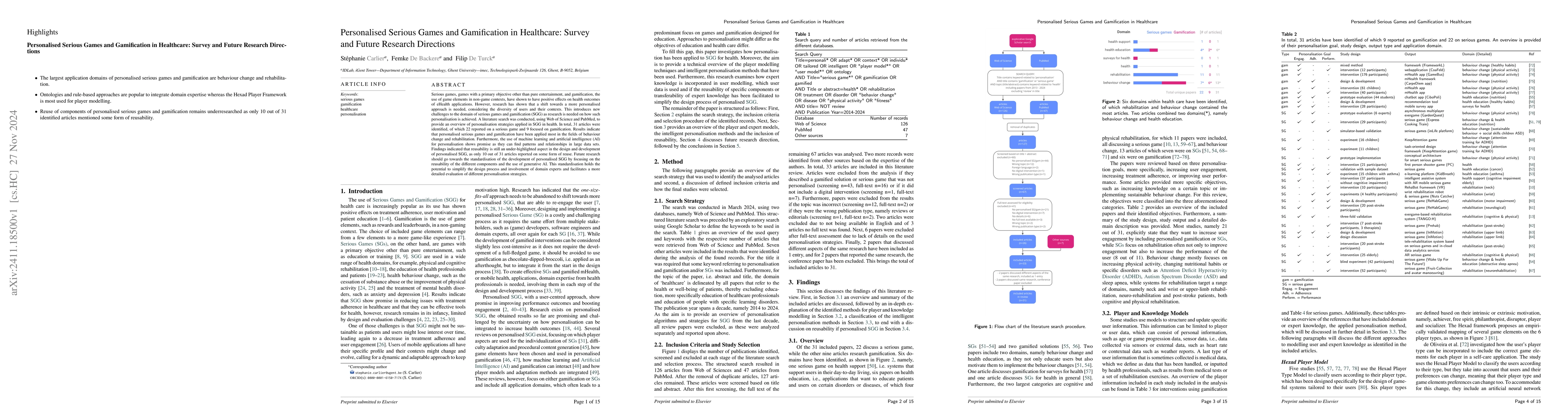 Thumbnail for Personalised Serious Games and Gamification in Healthcare: Survey and
  Future Research Directions